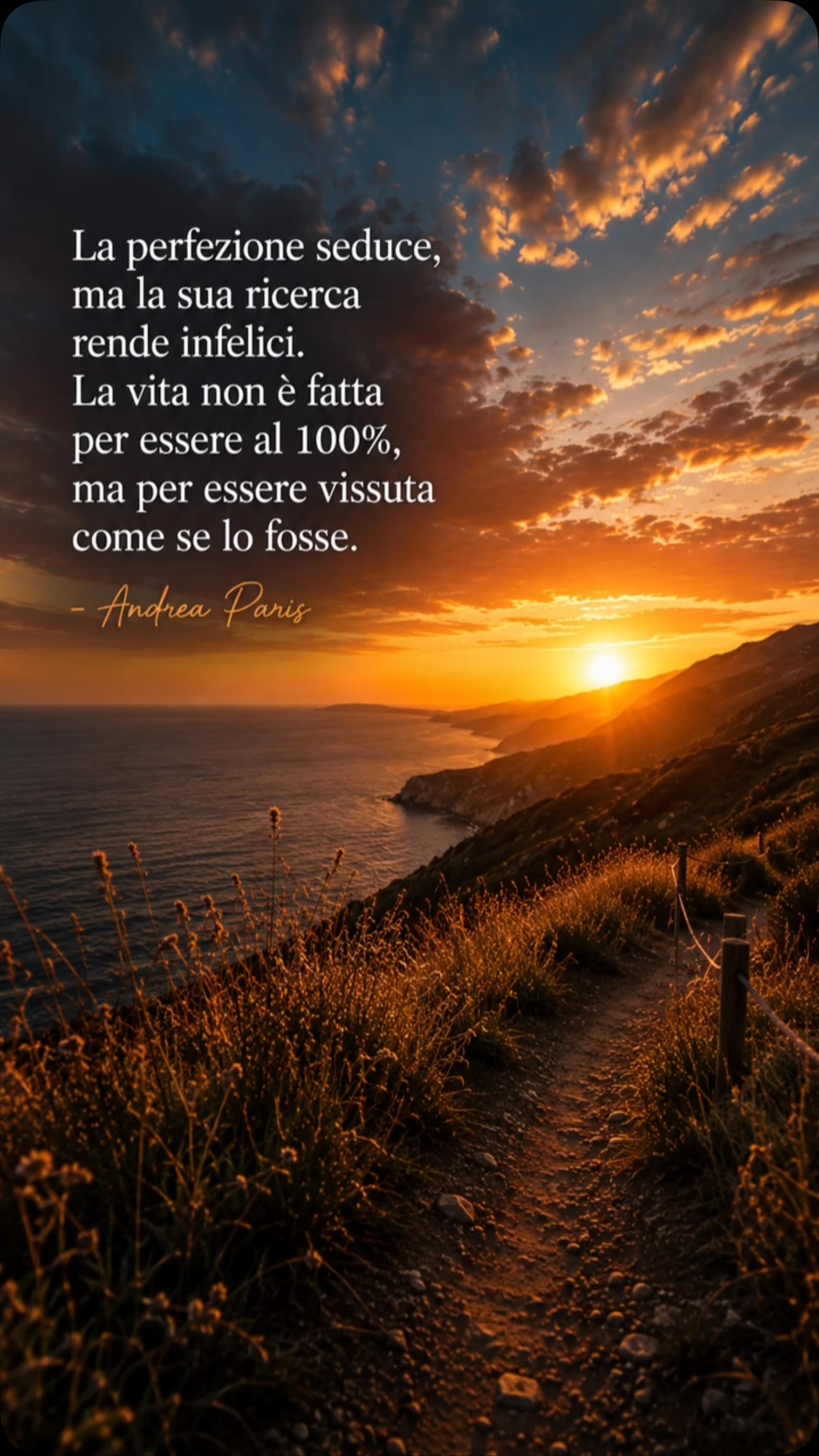 Questa frase è il mio regalo a me stesso per il mio compleanno. E no, la frase non è AI! 😜
È semplicemente il mio modo di prendere la vita da 46 anni… quindi posso dirlo: FUNZIONA!
Siate felici e giocate al meglio le carte che avete, soprattutto nei momenti NO!!!! Forza, sempre avanti… A PALLA DE FOCU!!! 🔥🔥🔥
P.S. La foto invece sì… quella è AI non sono bravo a fare le foto e dopo mezz’ora di ricerca nel mio album ho chiesto aiuto ahahah